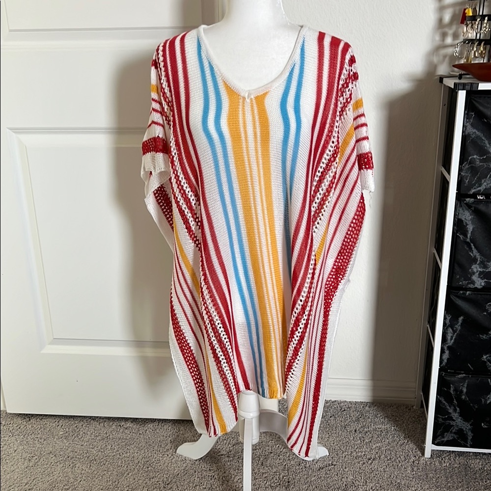 NWOT SHEIN Colorful Striped Knit Poncho Small / Medium